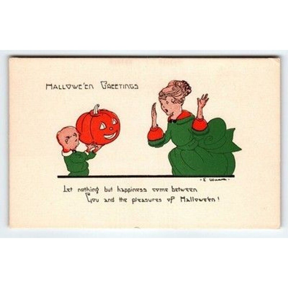 Vintage 1907-1915 Halloween Greetings Lithograph Postcard Divided Back Boy JOL